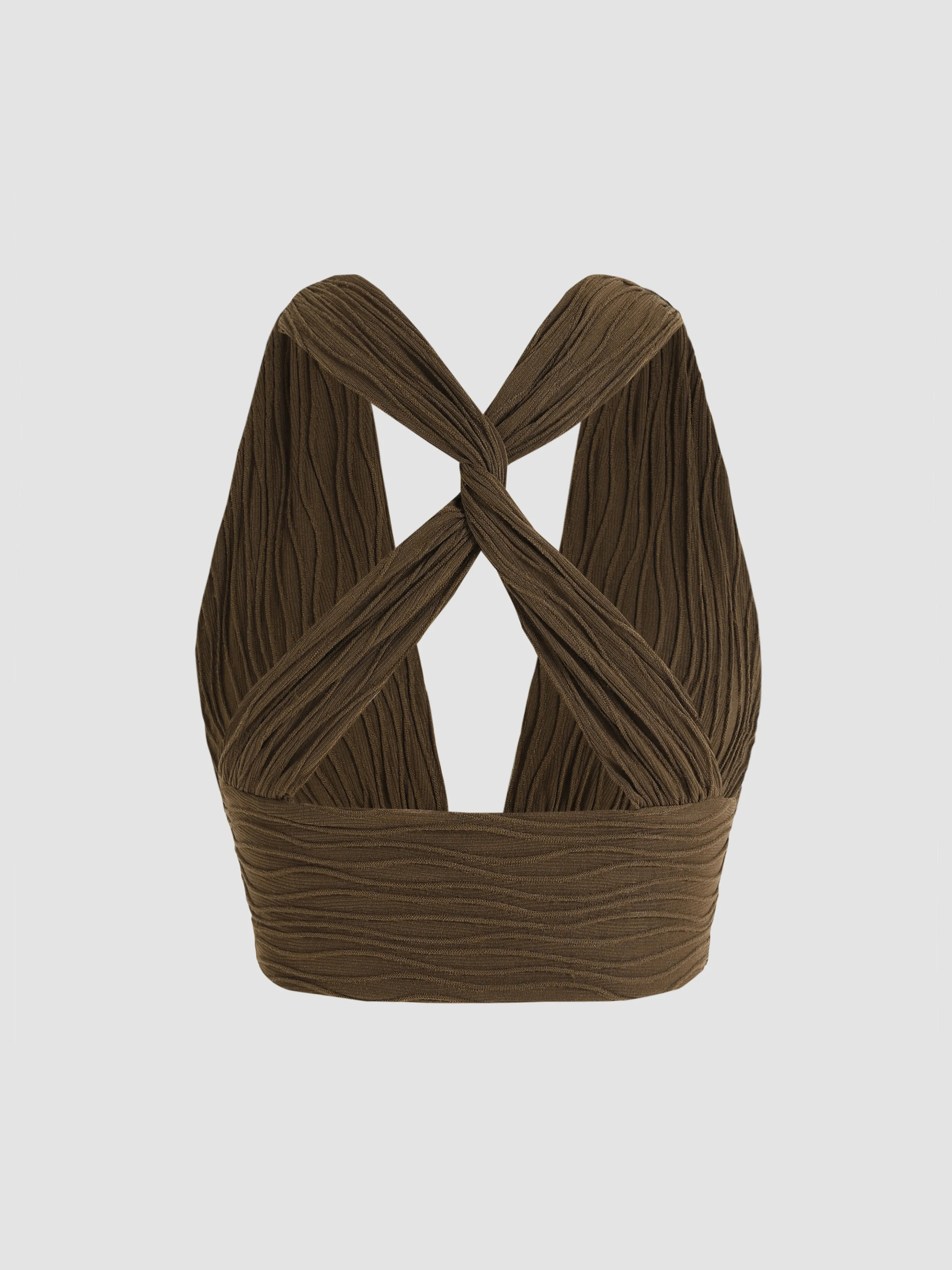  Top Halter Crop con Cruzado en la Espalda Sólido
