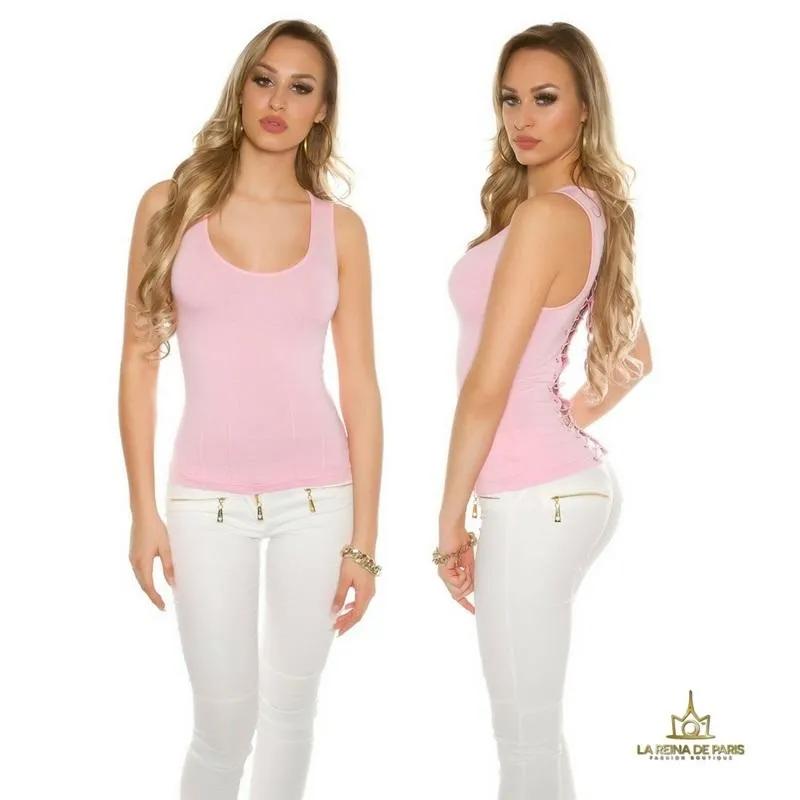 Top rosa con lazada en la espalda 