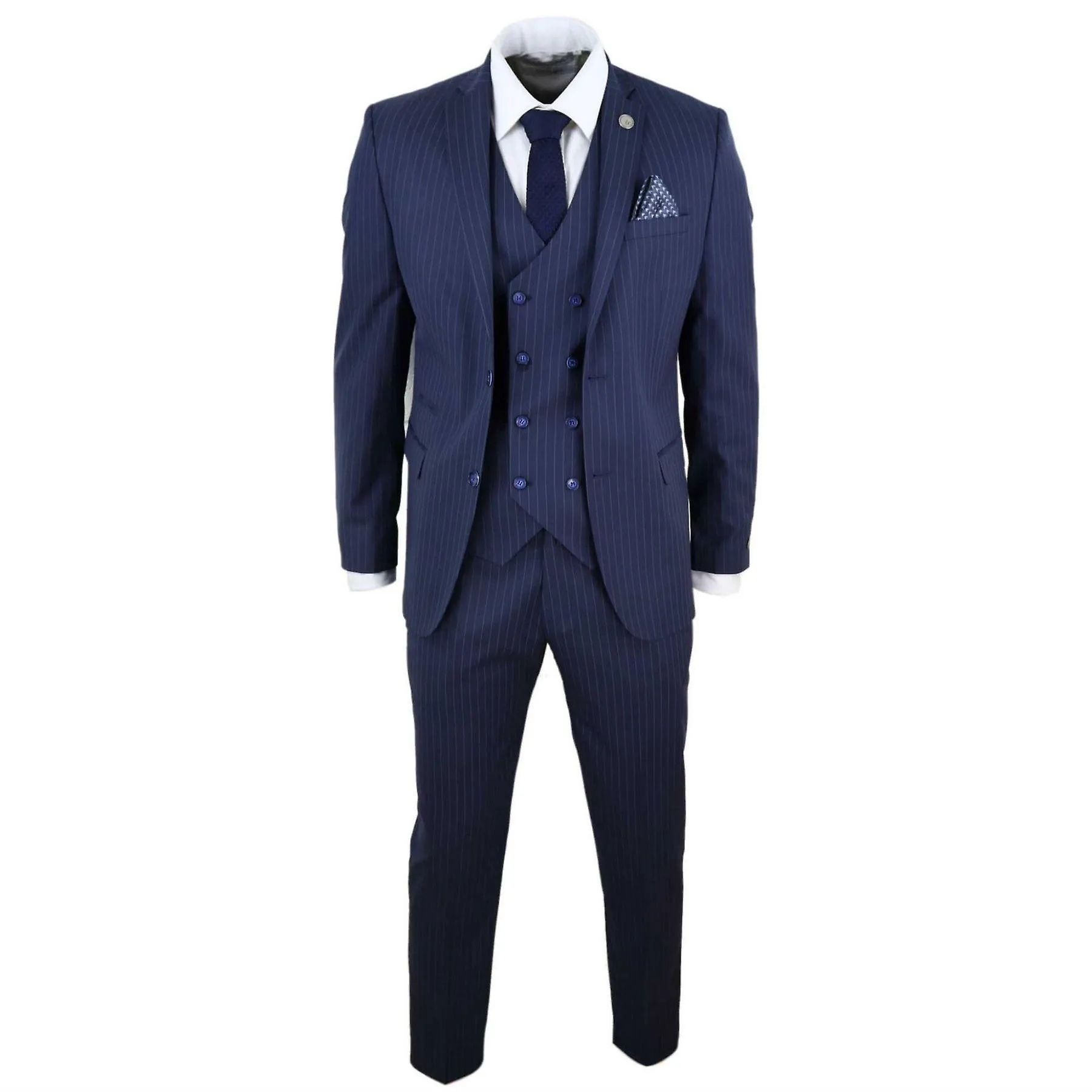 Traje de 3 piezas para hombres Gatsby 1920s Gangster Pinstripe Ajuste a medida