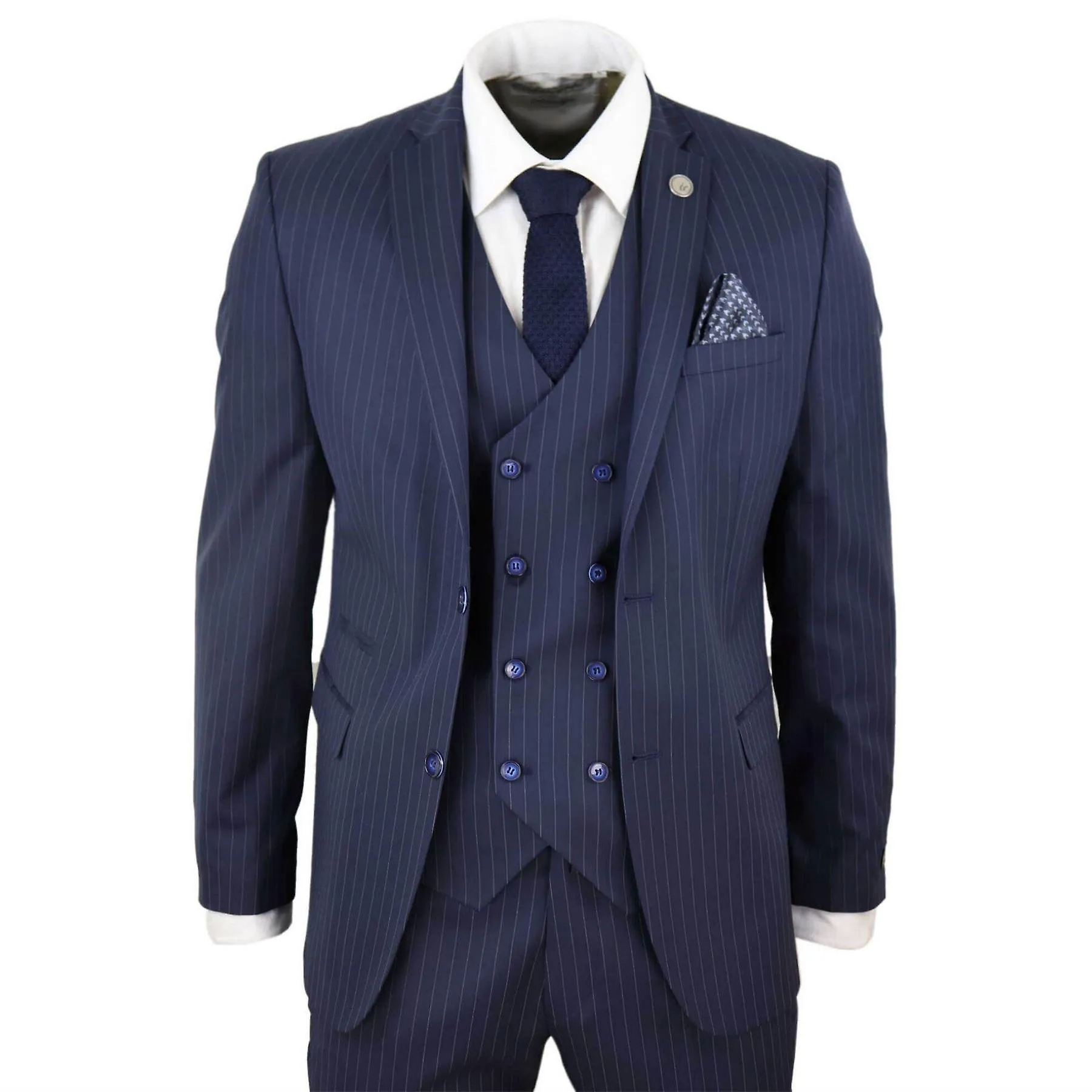 Traje de 3 piezas para hombres Gatsby 1920s Gangster Pinstripe Ajuste a medida