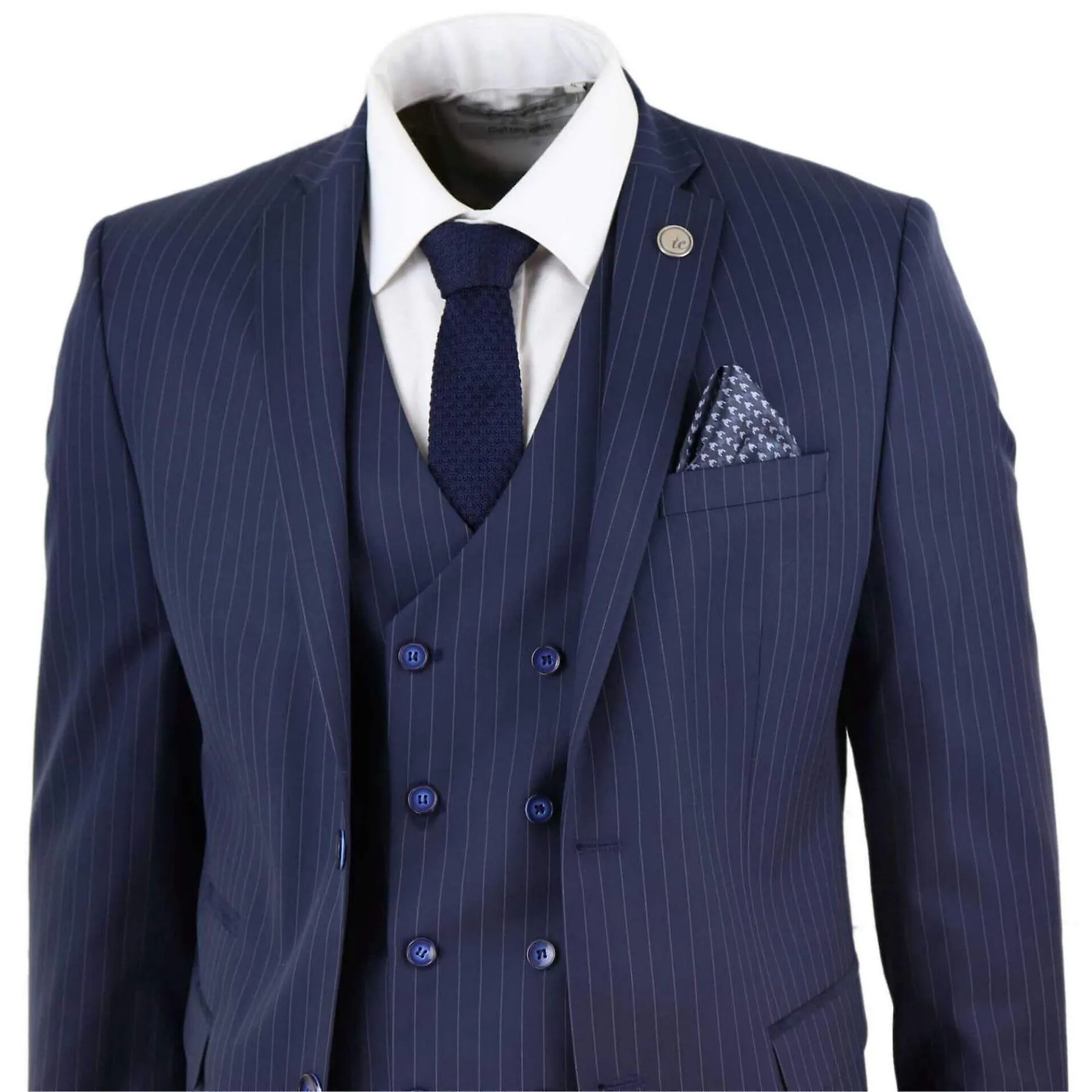 Traje de 3 piezas para hombres Gatsby 1920s Gangster Pinstripe Ajuste a medida