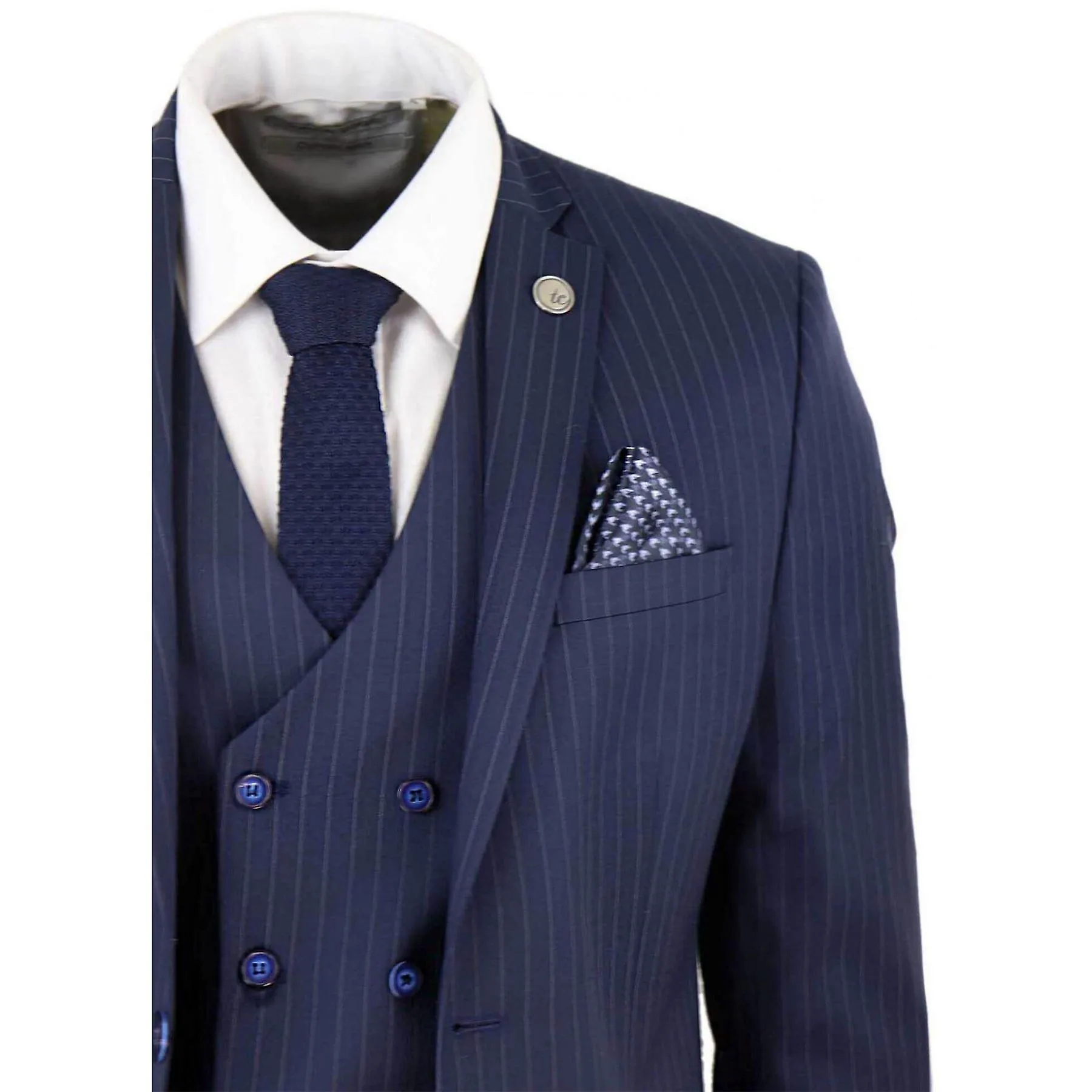 Traje de 3 piezas para hombres Gatsby 1920s Gangster Pinstripe Ajuste a medida