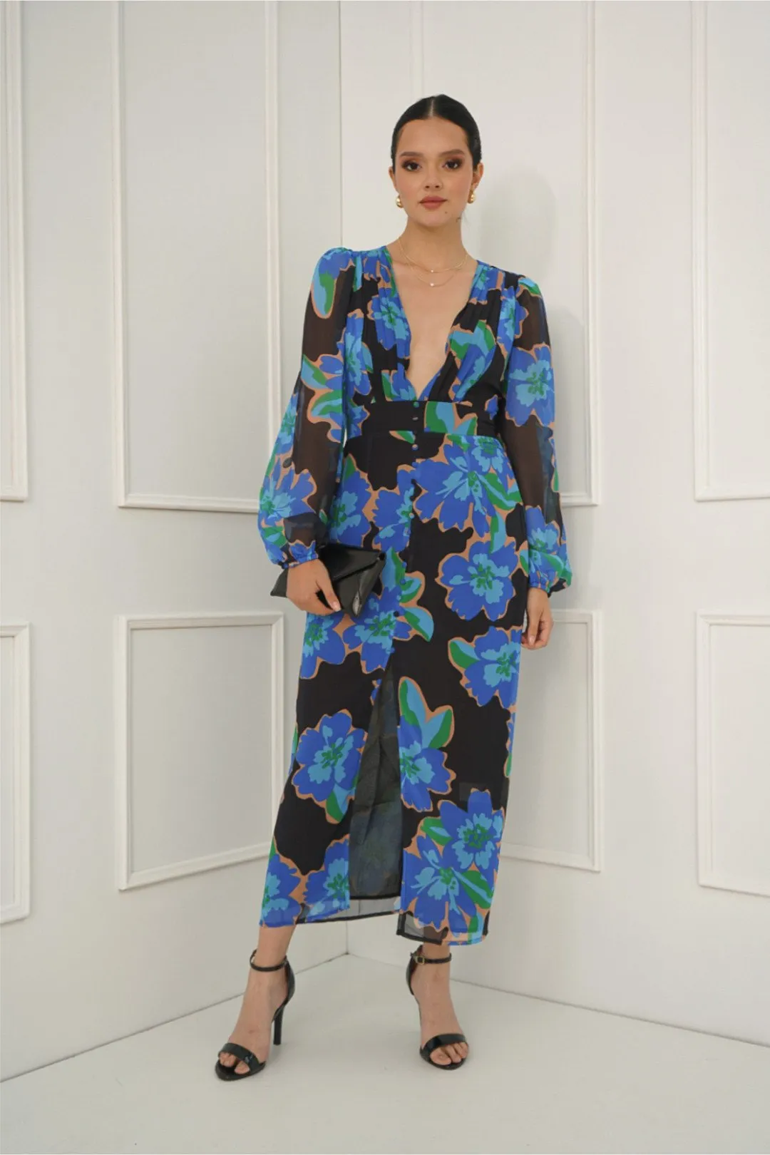 VESTIDO BERNARDA AZUL FLORAL