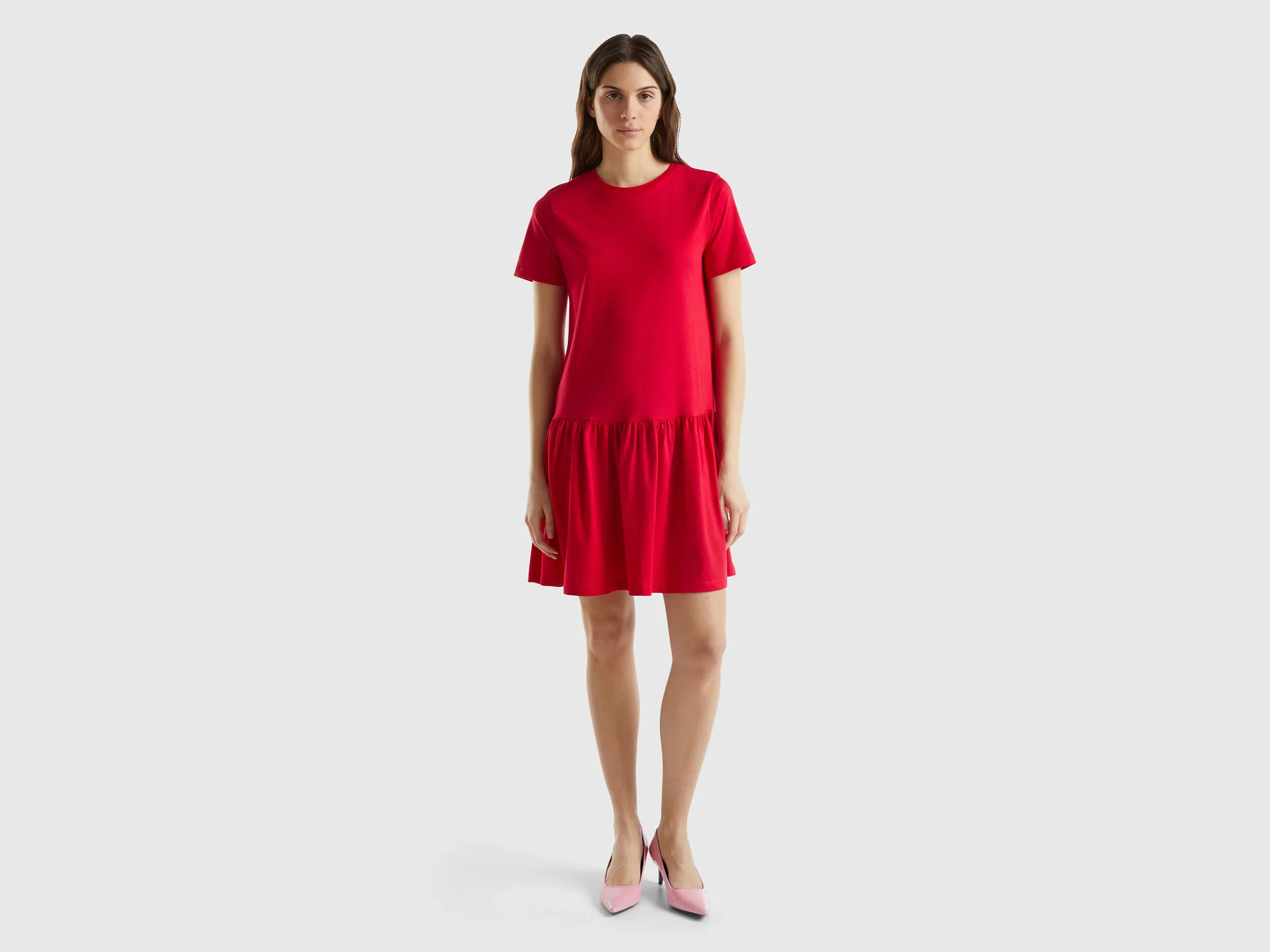 Vestido corto de algodón de fibra larga