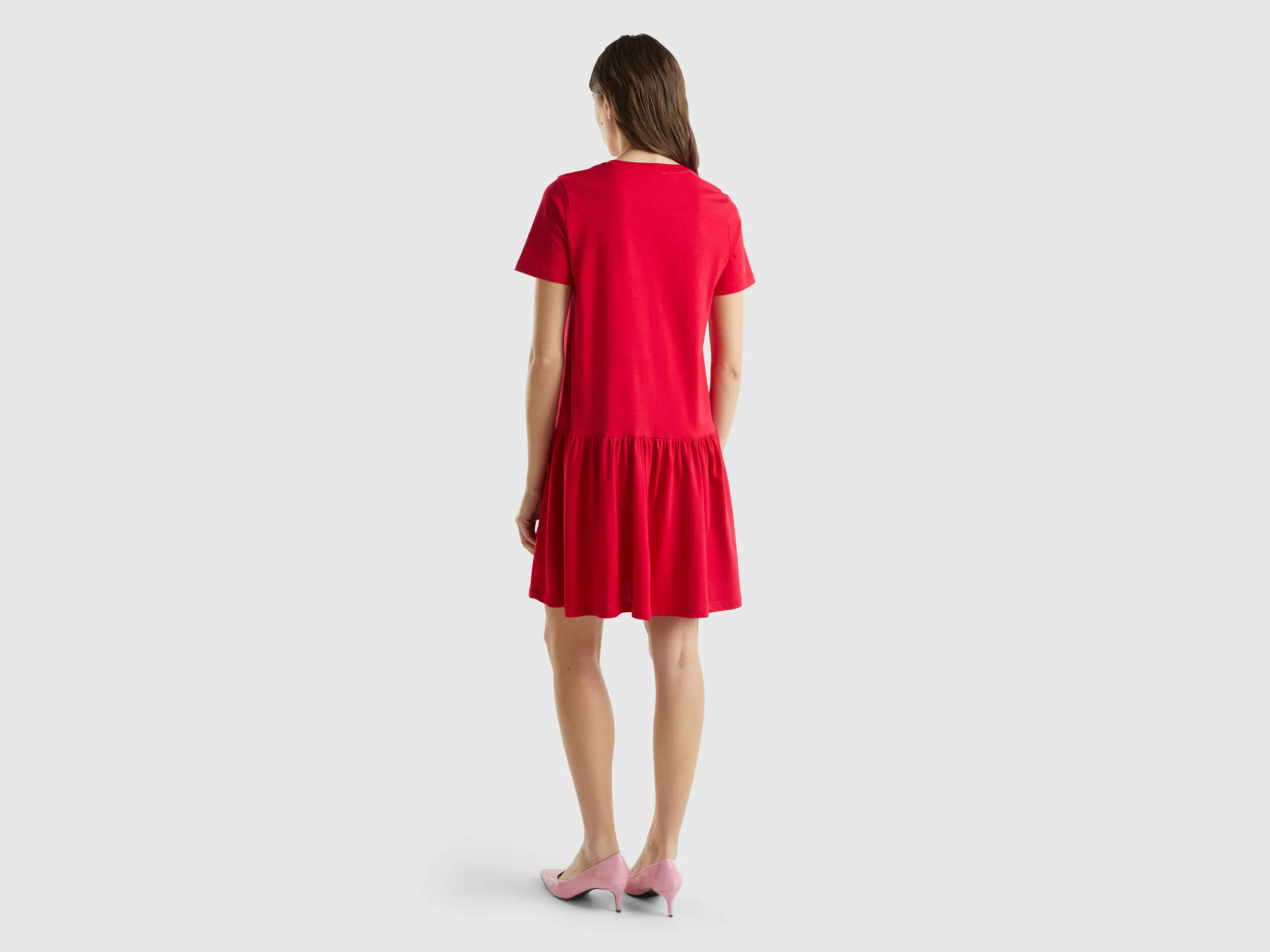 Vestido corto de algodón de fibra larga