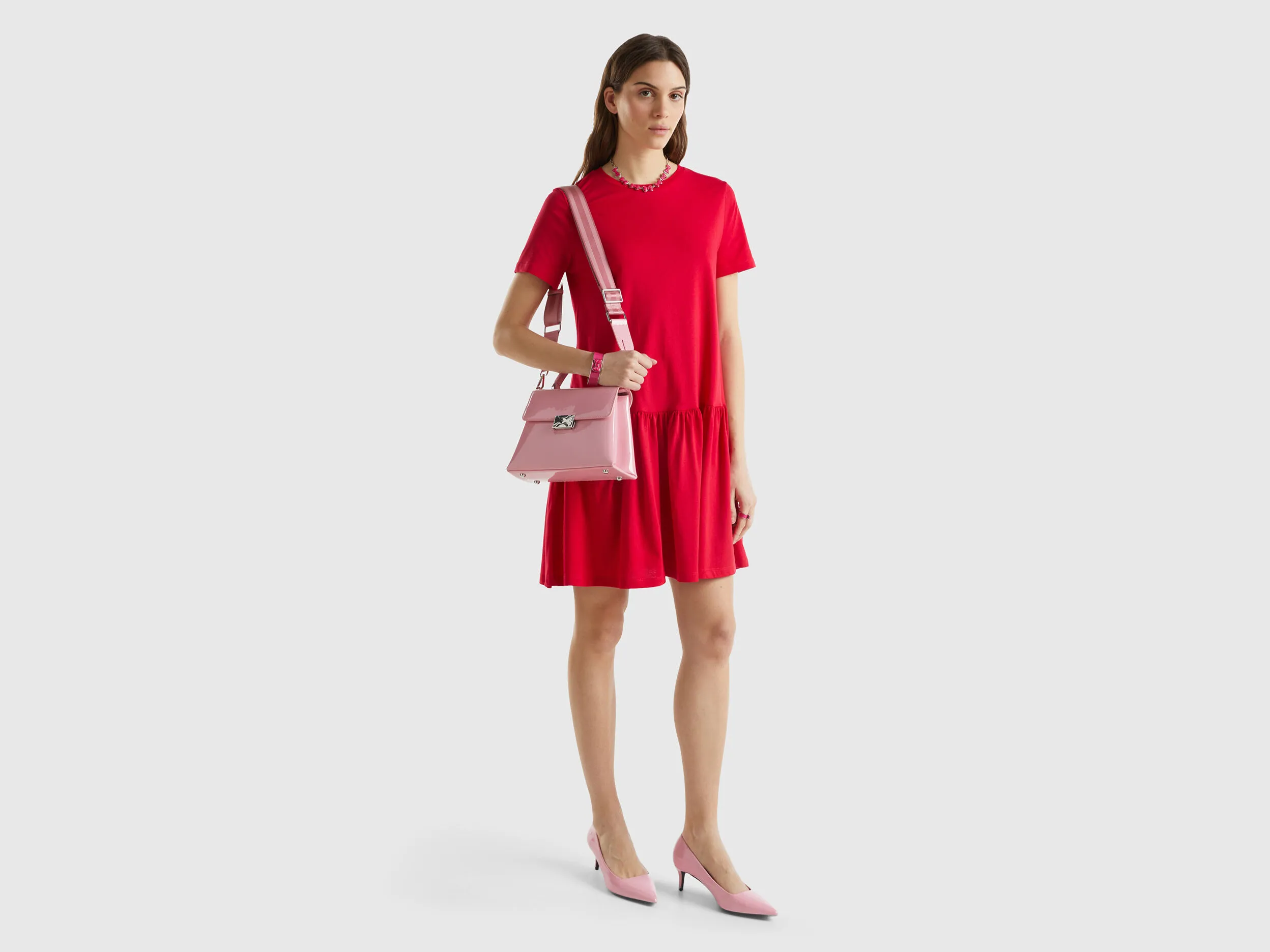 Vestido corto de algodón de fibra larga