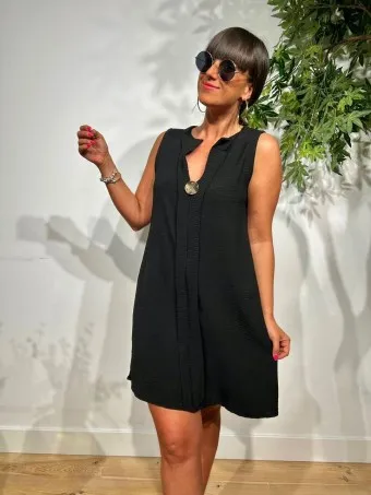 VESTIDO MAXIBOTóN TAKARA NEGRO