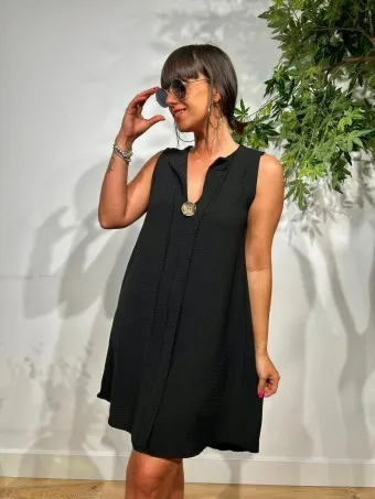 VESTIDO MAXIBOTóN TAKARA NEGRO