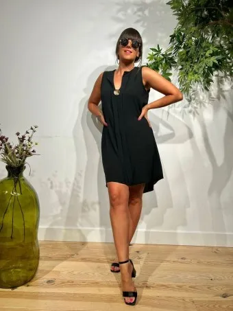VESTIDO MAXIBOTóN TAKARA NEGRO