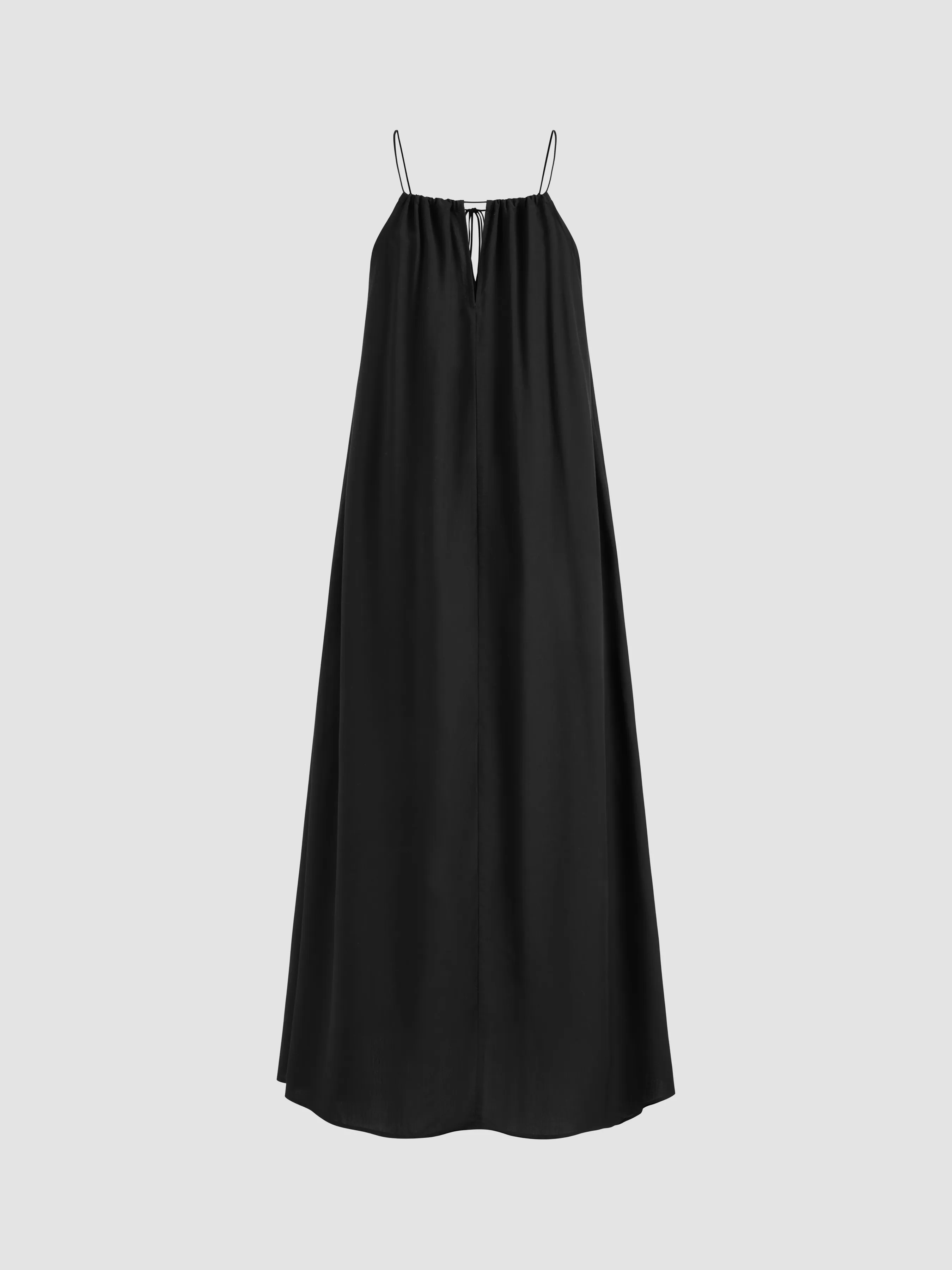 Vestido Maxi Tejido con Cuello en V y Nudo Liso