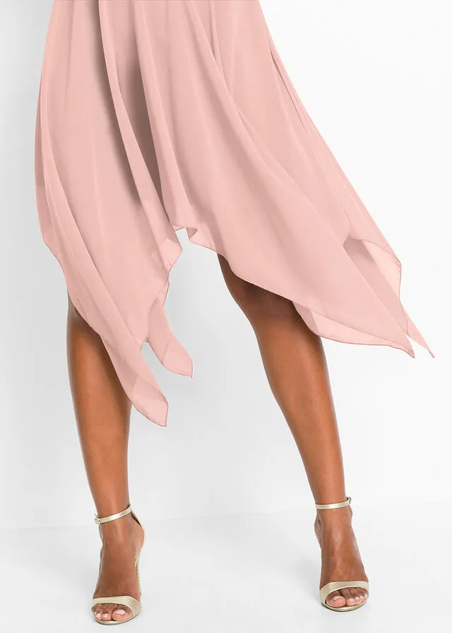 Vestido midi de noche con lentejuelas Rosa claro