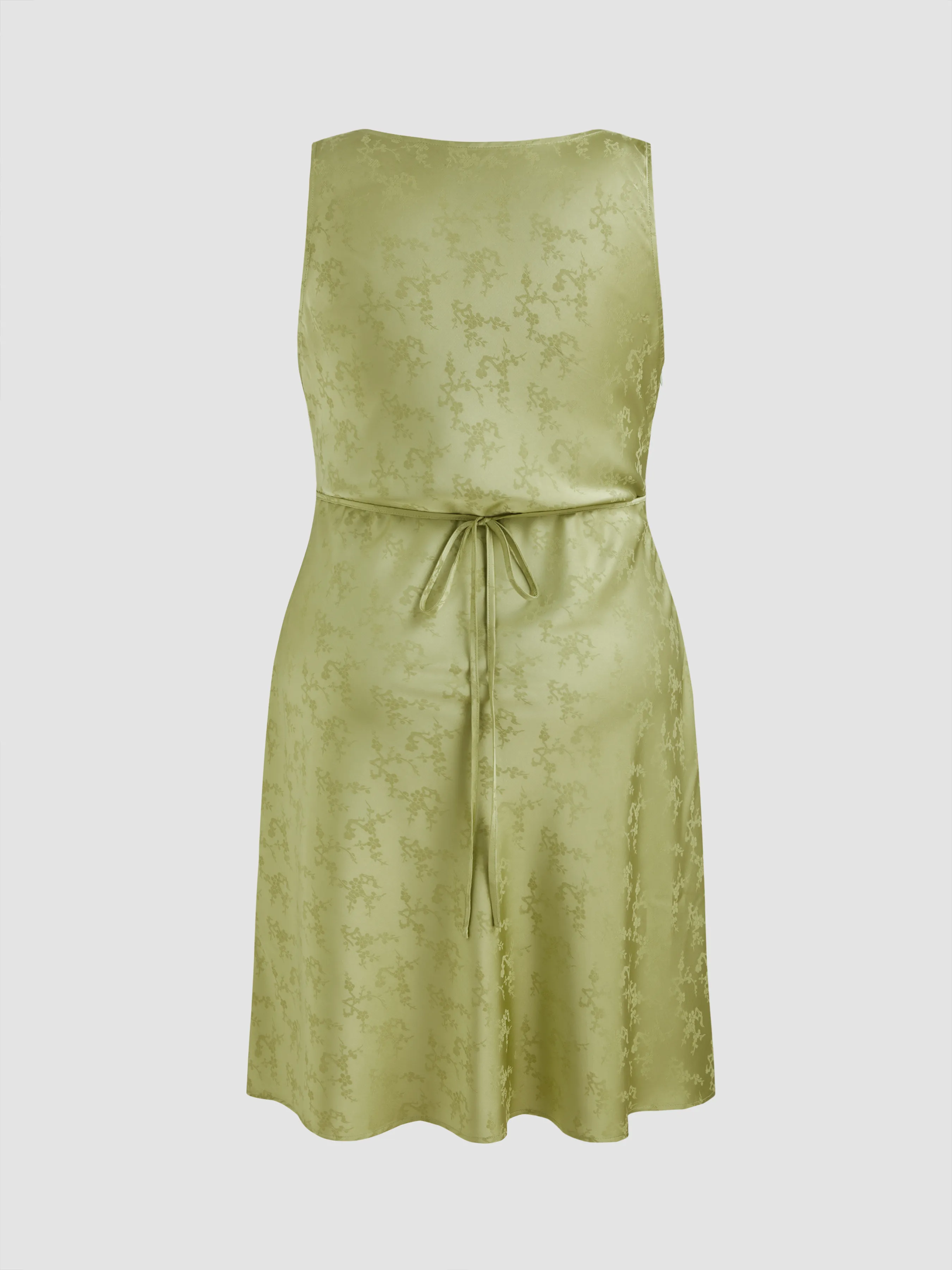 Vestido Midi Satinado con Cuello Drapeado y Nudo Floral Curvy
