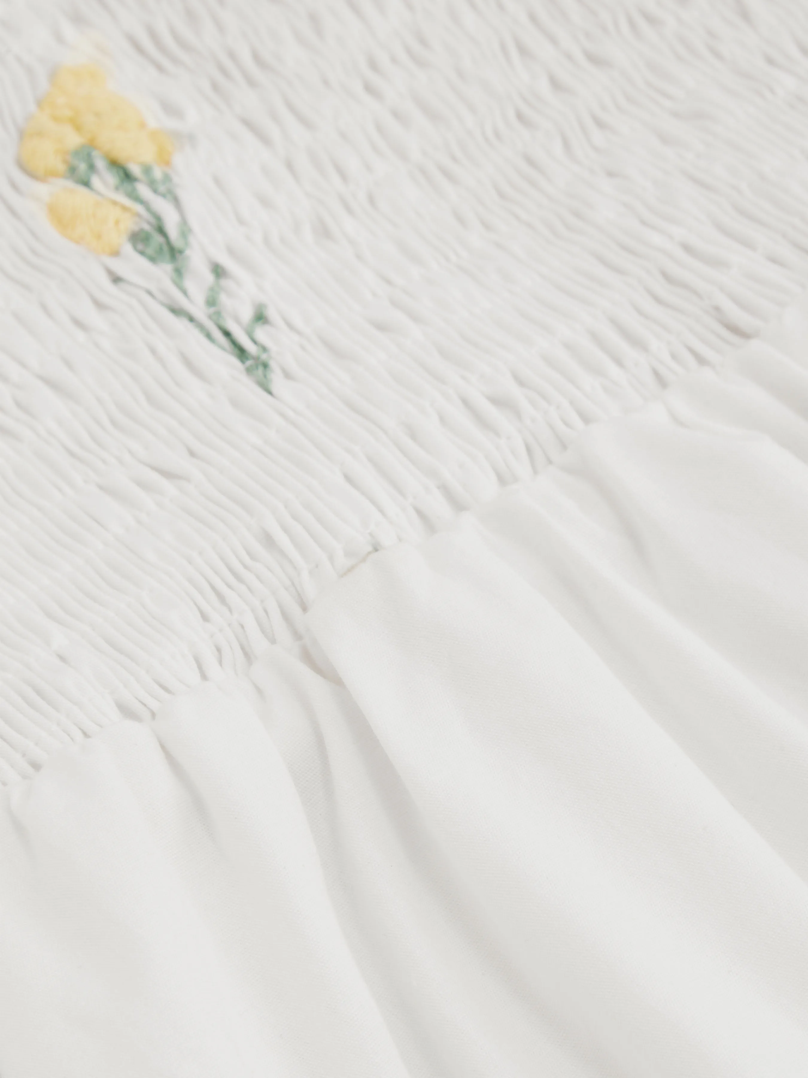 Vestido Mini de Manga Abullonada con Bordado Floral y Cuello Cuadrado Curvy