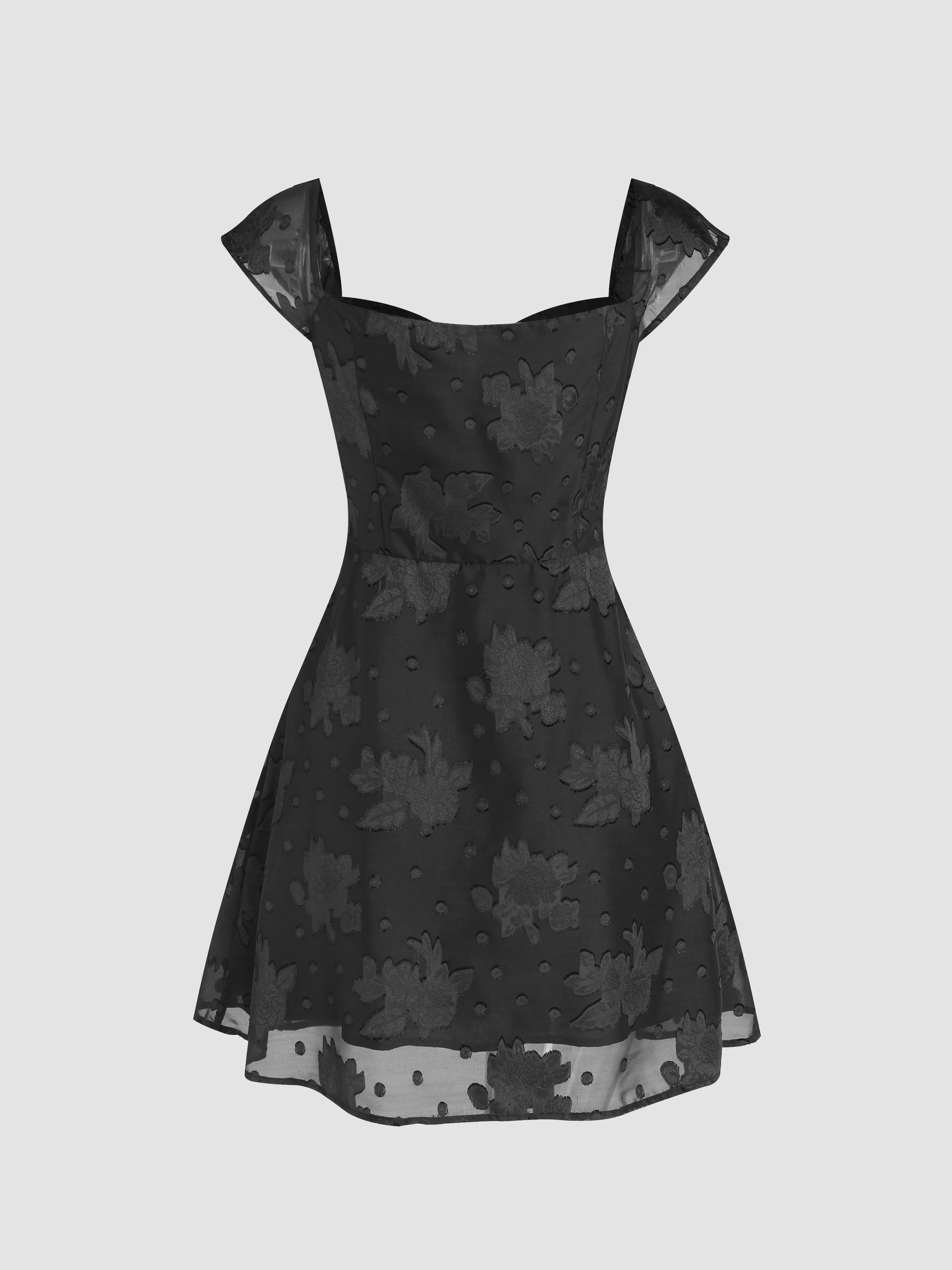 Vestido Mini Jacquard Floral