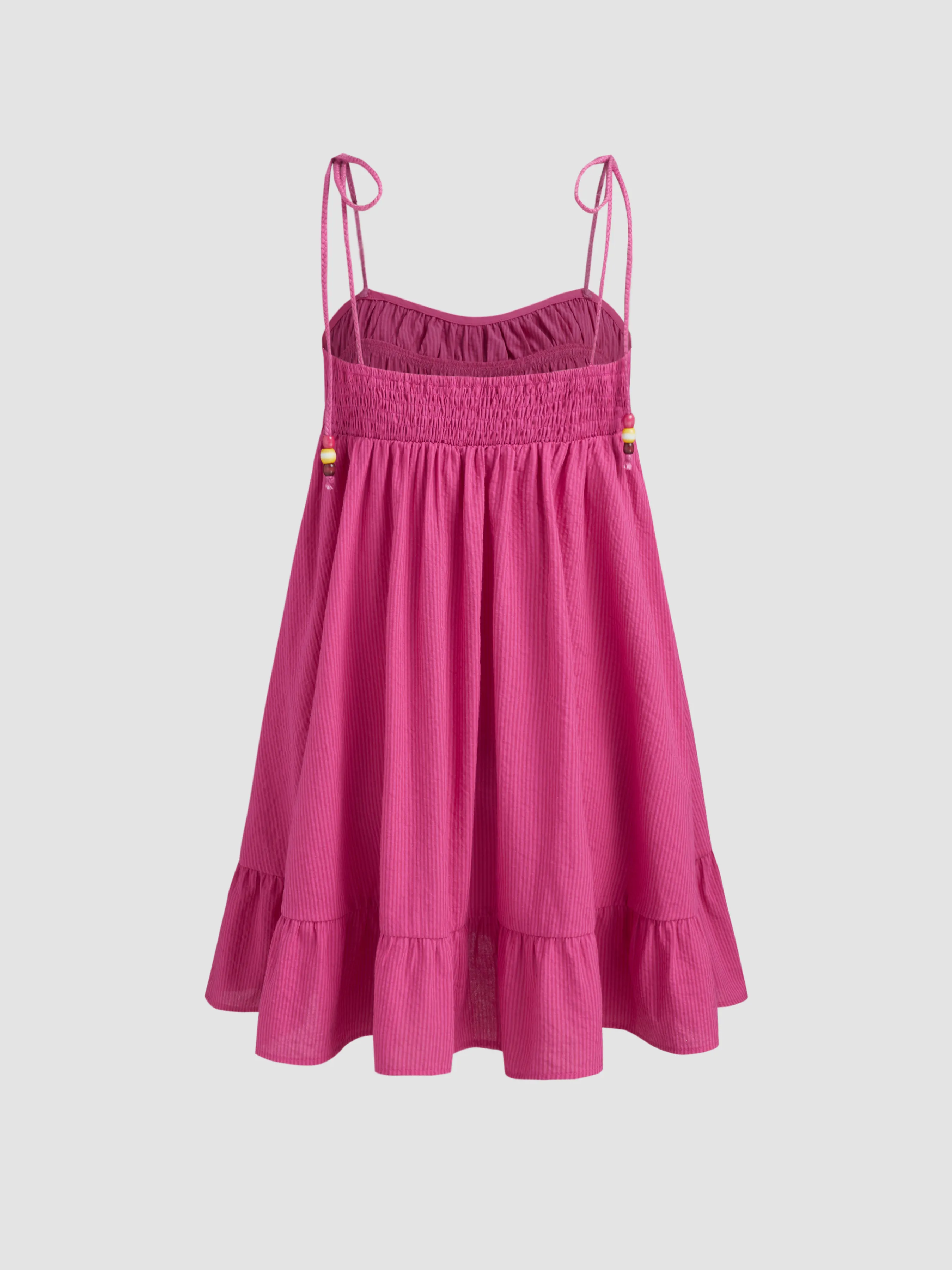 Vestido Mini Tejido con Cuentas y Fruncido Anudado