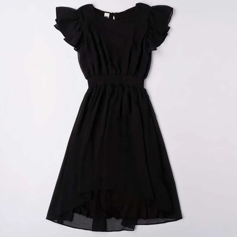 Vestido niña negro con elástico en la cintura de iDO