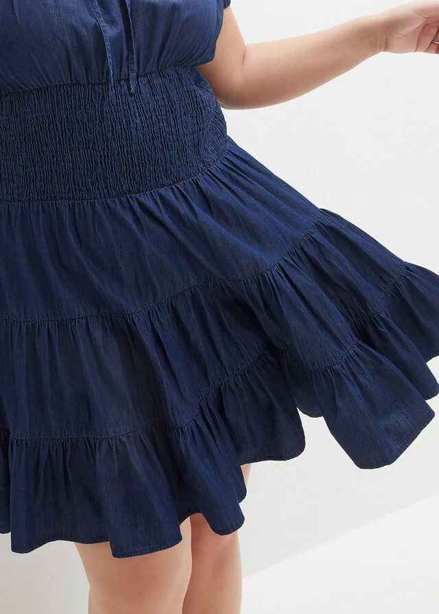 Vestido vaquero con escote bañera para verano Denim claro