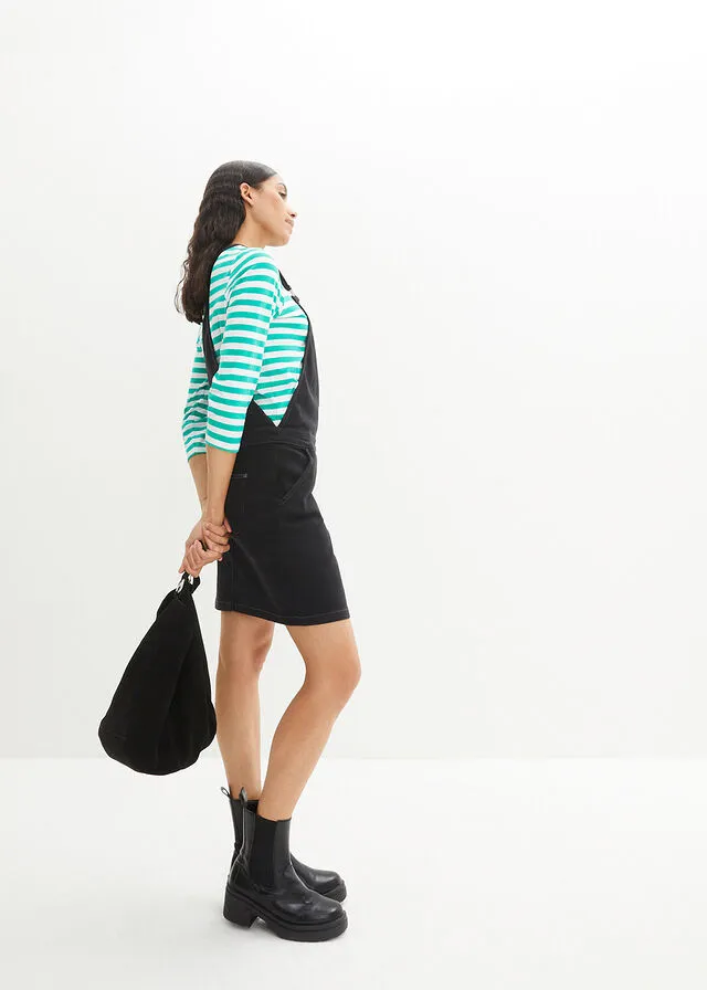 Vestido vaquero estilo peto, muy suave Negro