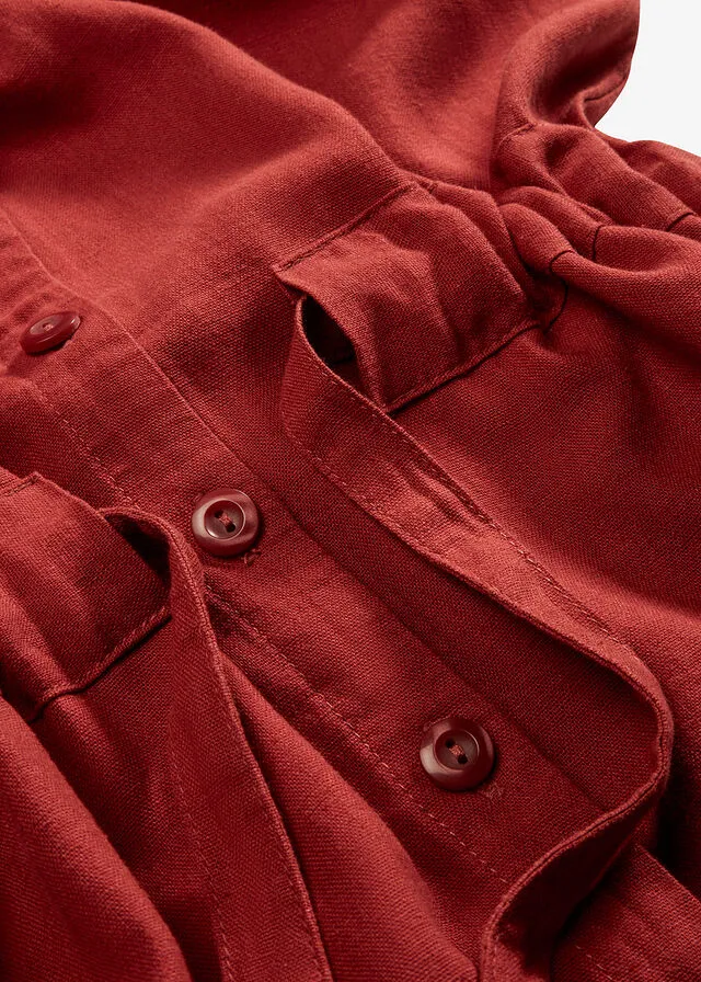 Vestido veraniego con cinturón en la cintura rojo carmín