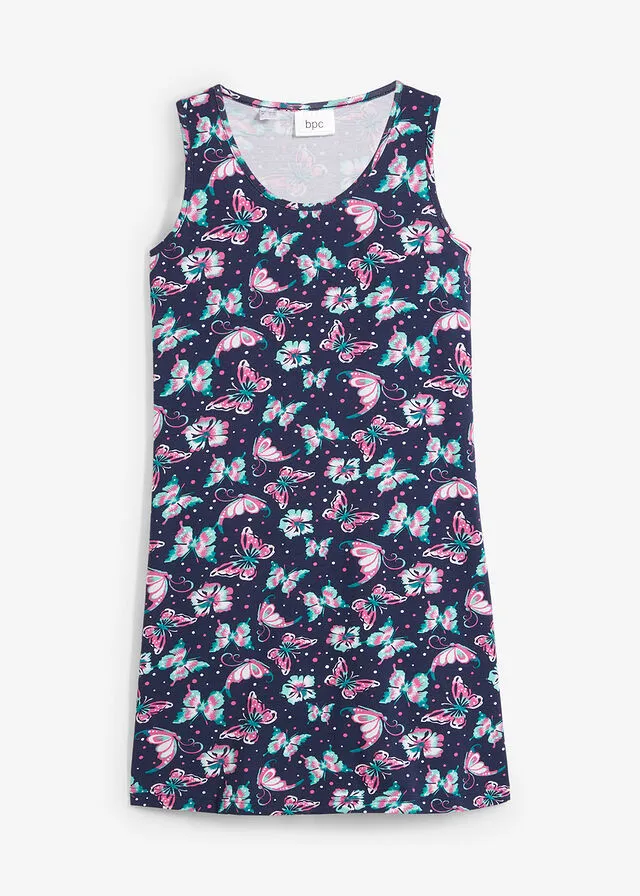 Vestido veraniego para niñas azul marino con flores