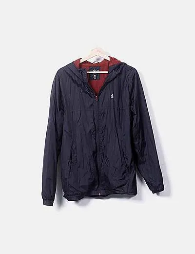 Volcom Chaqueta impermeable negra con capucha